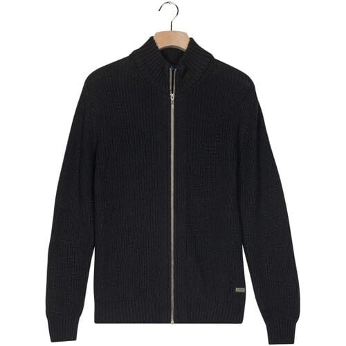 Baileys Vest Uni Color Cotton Fullzip Allover Structure Knit Navy / male