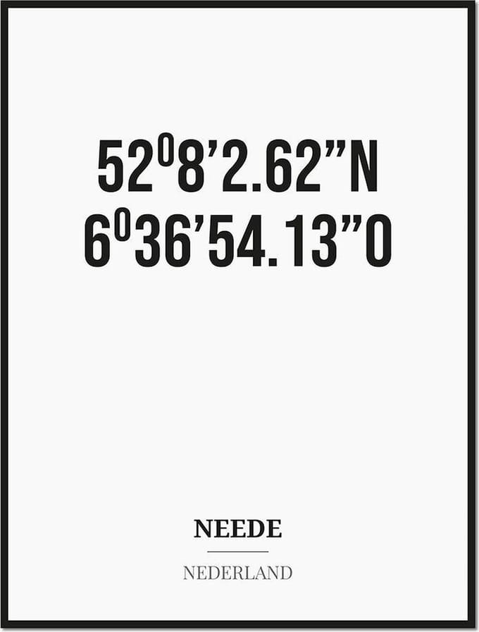 Poster/kaart NEEDE met coördinaten