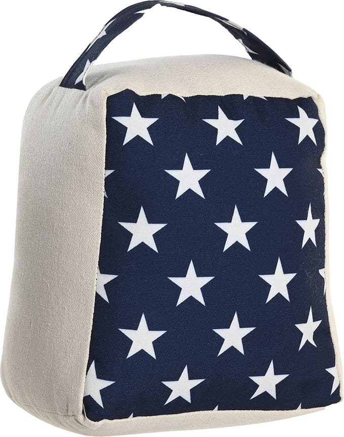 Items Deurstopper Stars - 1 kilo gewicht - met oppak lus - blauw/wit - 16 x 18 cm