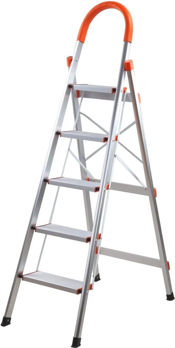 Vouwladder 5 Trappen Aluminium - Veilig en Ruimtebesparend