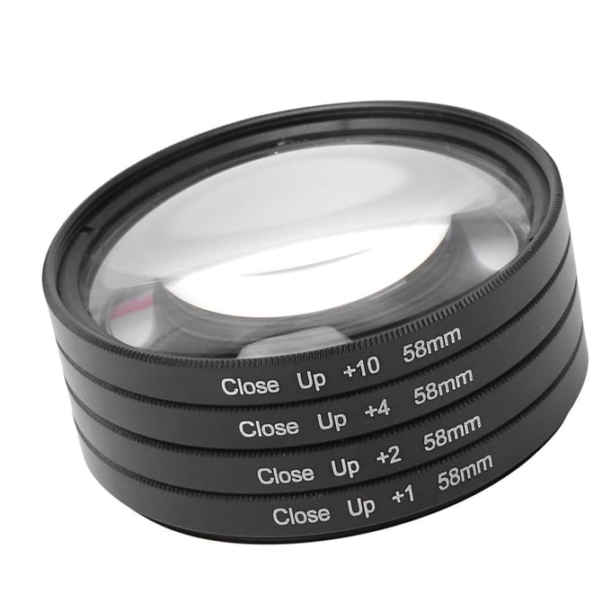 Optisch glas Macro Close-up +1 +2 +4 +10 Lensfilterkit 58mm voor Canon Nikon Sony-camera's gray
