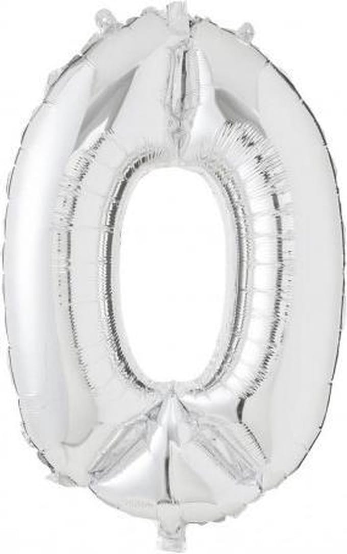 XL Folie Zilver Cijfer 0 Ballon - 100 CM