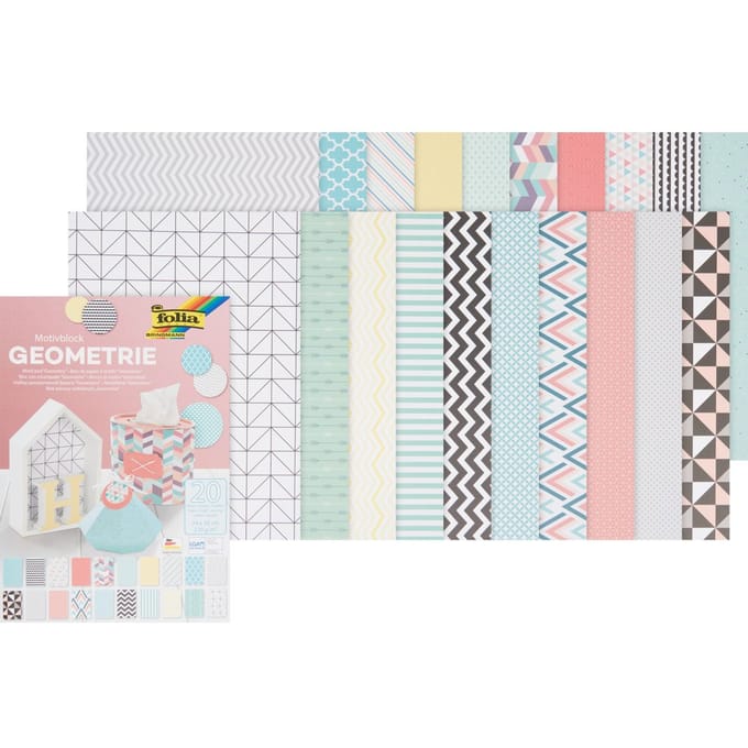 Folia motiefpapier Geometrie ft 24 x 34 cm, blok met 20 vel