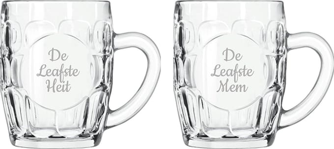 Gegraveerde Bierpul 55cl De Leafste Mem-De Leafste Heit