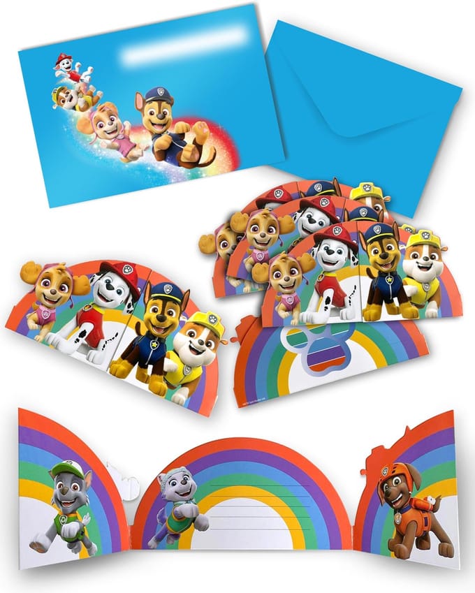 RIETHMULLER - 8 uitnodigingskaarten en enveloppen PAW Patrol