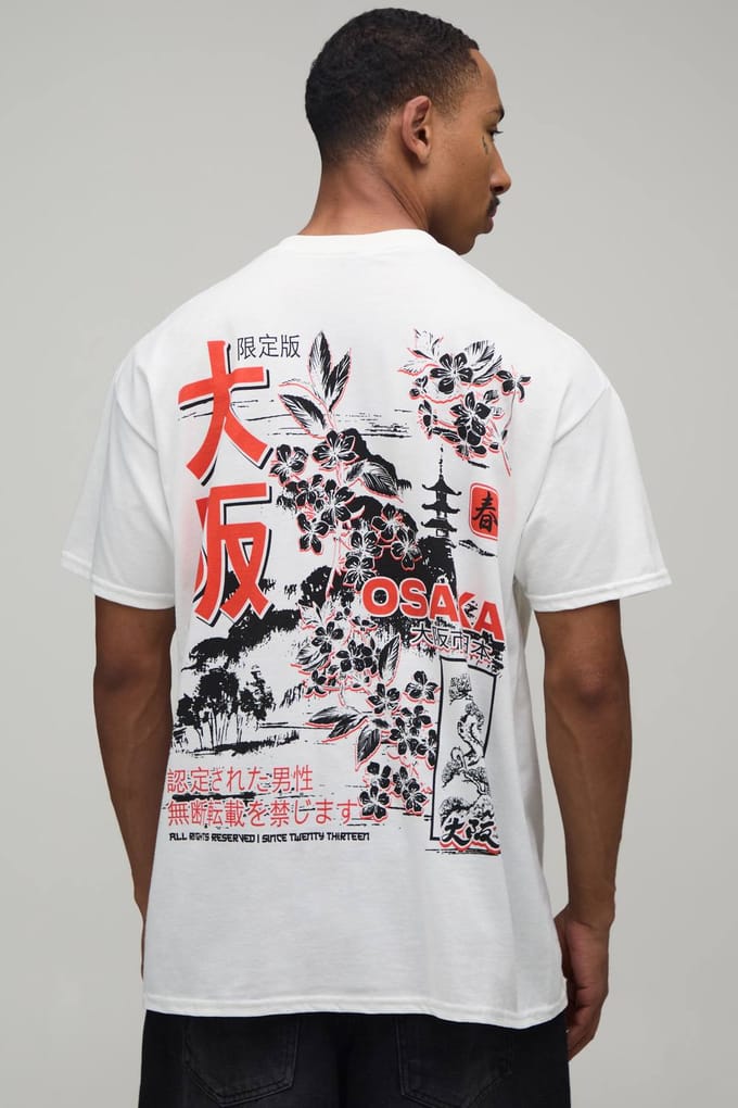Wit Oversized Osaka T-shirt Met Rugprint | White | Size XS
