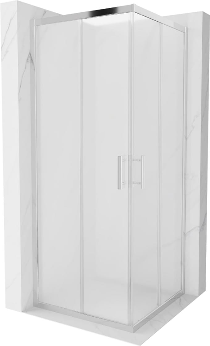 Mexen Rio vierkante douchecabine 80 x 80 , matglas, chroom - 860-080-080-01-30