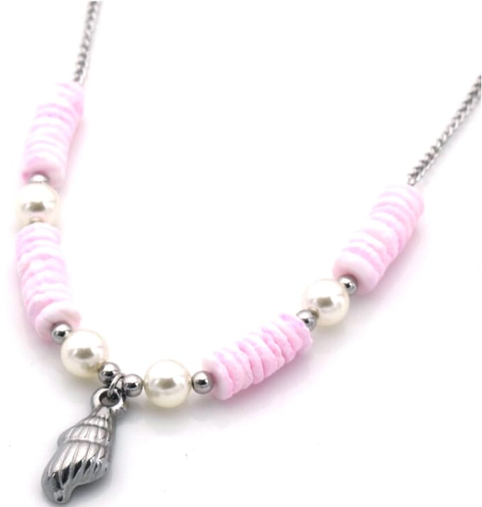 Dames Ketting - Zilver - Schelpen Design - Roestvrijstaal (RVS) - 45CM