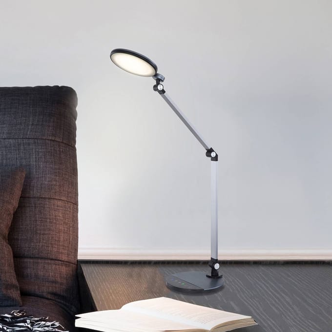 Globo LED bureaulamp Konsti, hoogte 90 cm, zwart, metaal