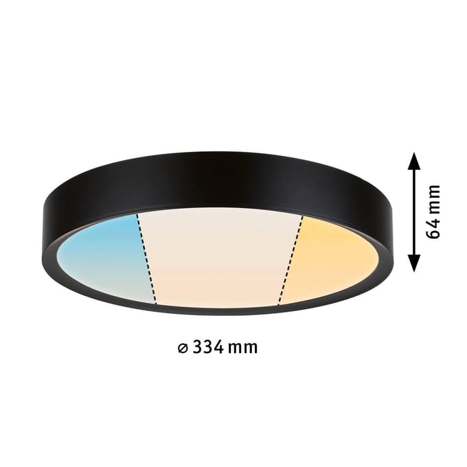 Selection Bathroom LED-plafondlamp Tega IP44 White Switch 1200lm 230V 22,5W Zwart mat