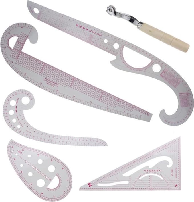 Coupeuse liniaal - linialen set -coupeuseliniaal - Kleermakers linialen Set 9