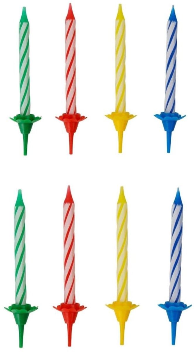 2 Sets van elk 24 verjaardagskaarsen en 12 kaarshouders Fackelmann Rio Party