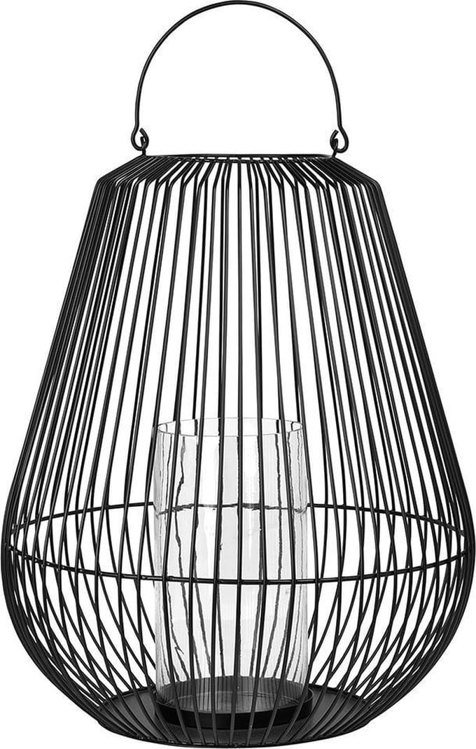 NIDEA windlicht / lantaarn zwart staal Ø50 cm (65758) Medium