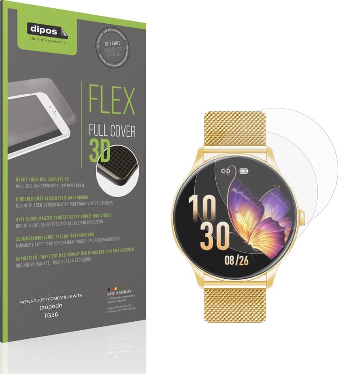 dipos FLEX – 2x Matte Screenprotector geschikt voor taopodo TG36 | Volledige Schermbescherming | Case-Friendly