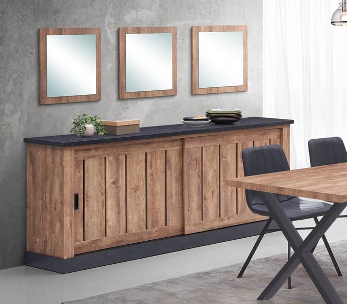 Belfurn - Etienne - buffet-dressoir in mango decor met zwarte profielen