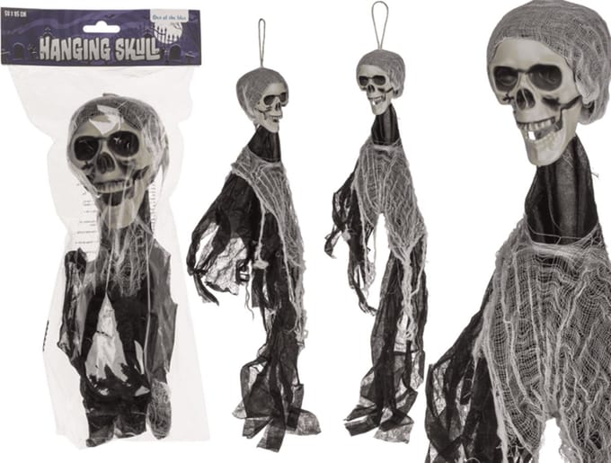 Hangend Schedeldecor 50x85 cm - Levensgrote Halloween Decoratie