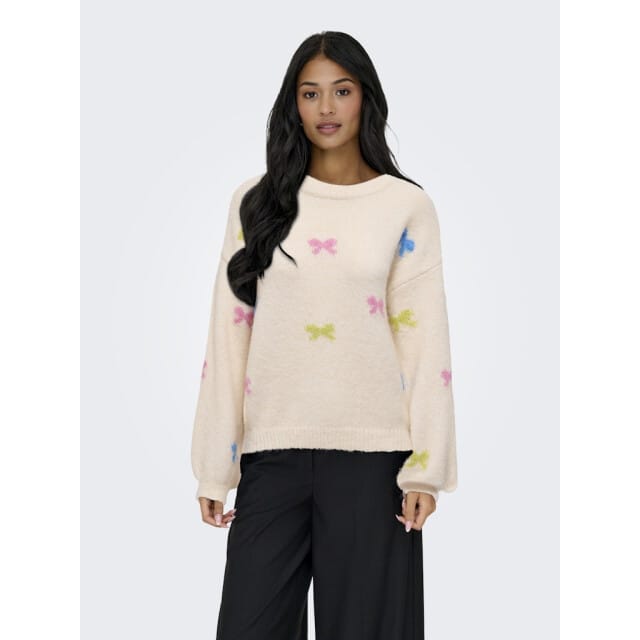 ONLY - ONLBRUNHILDA LIFE LS BOW O-NECK KNT - Dames Sweater - Maat M