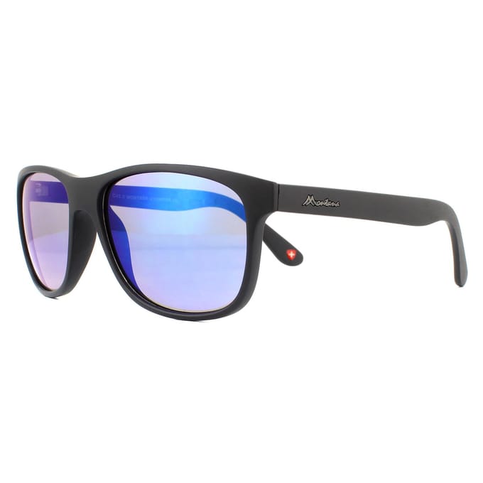 Sonnenbrille Montana mit Revo-Blauglas mattschwarz
