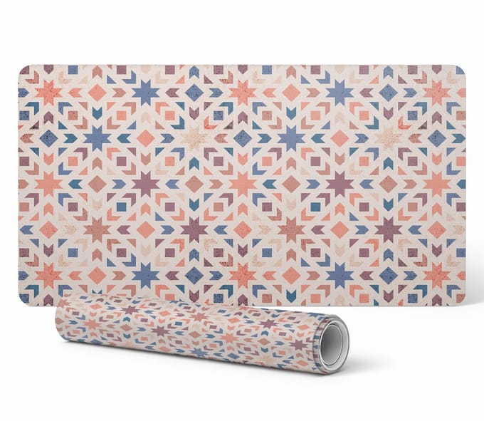 Duurzame gamingmat met geometrisch retropatroon, 90x45 cm