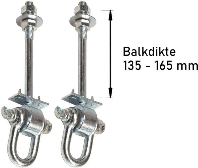 2 Stuks Schommelhaken met Gelagerde Harpsluiting M12 190mm