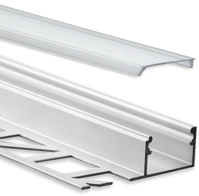 Aluminium tegelprofiel voor LED-strips tot 12 mm - 2 meter met afdekking