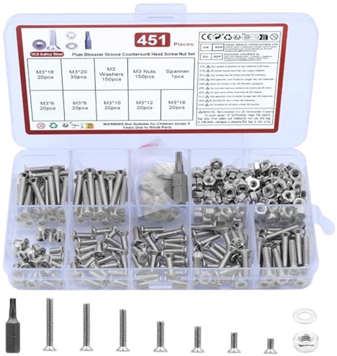 M3 Schroevenset 451-delig met Torx en Verzonken Kop - Compleet Assortiment