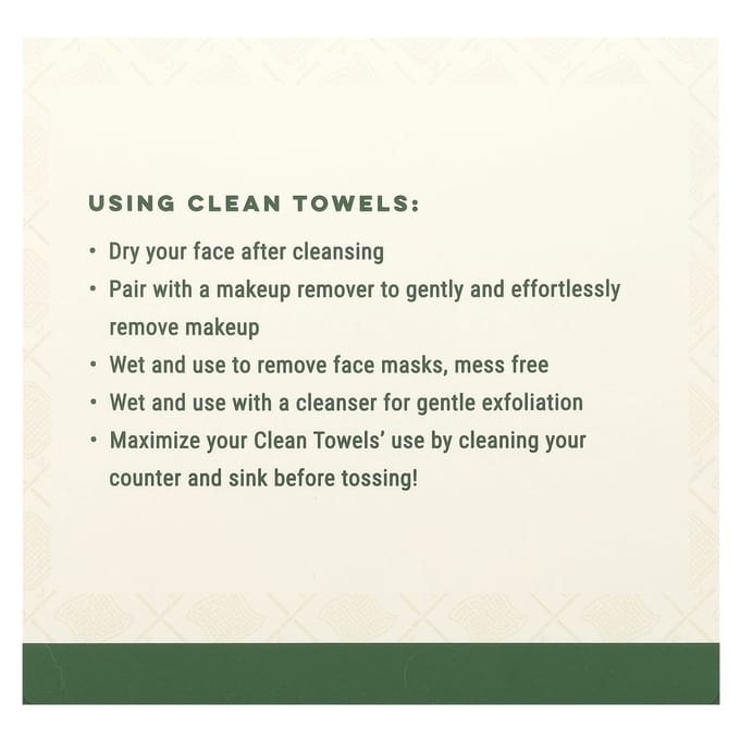 Clean Skin Club, Schone Handdoek XL, wegwerp, bamboe, 50 vellen white