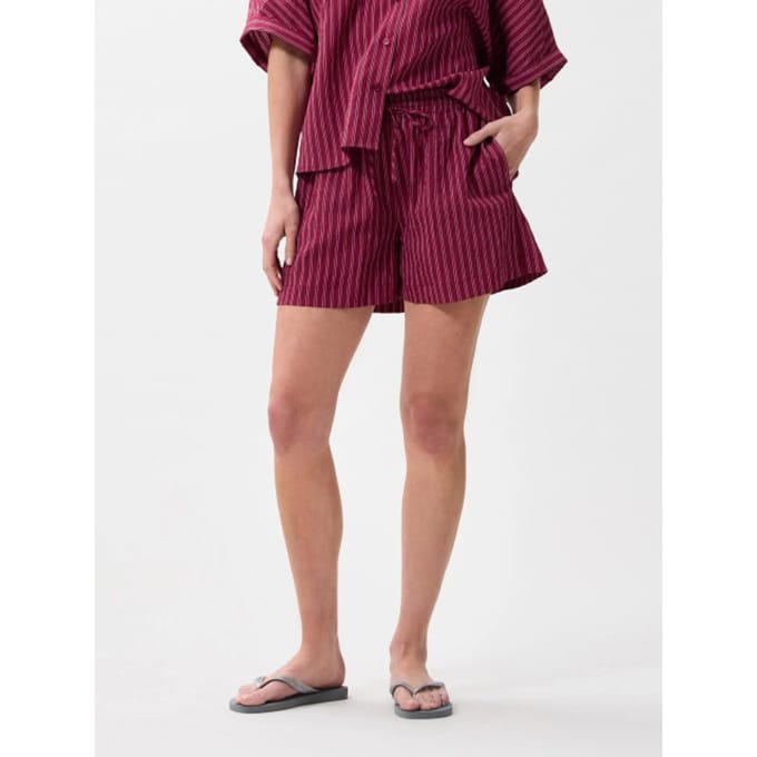 Catwalk Junkie Striped Pull On Short Broeken Dames - Bordeaux - Maat 34
