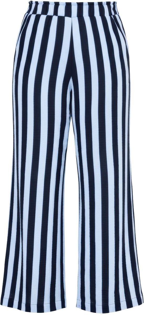 Studio Untold - Dames - Mousseline broek wijde pijpen strepen - Marine - Maat 46