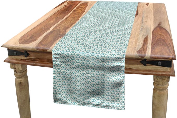 ABAKUHAUS Tafelrunner 40x225 – oceaanstijl blauw-wit, polyester, wasbaar