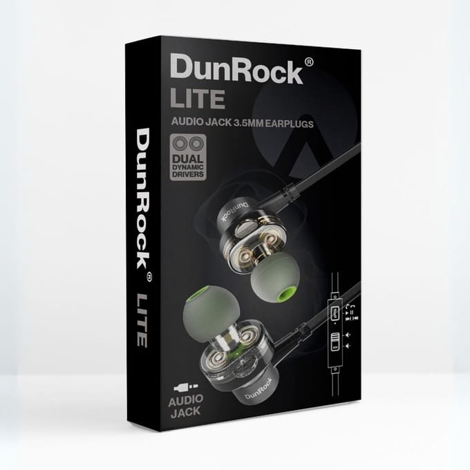 DunRock Lite - oordopjes met draad - audiokabel (3.5mm jack)