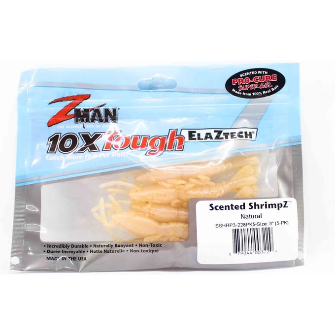 Zman Soft Lure Geurende Shrimpz 3 Inch 5/Pack Natuurlijk (3229) white