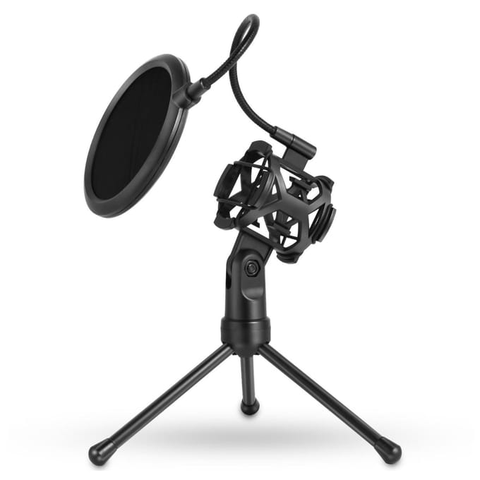 Trépied de Microphone de bureau, support de micro pliable avec support de micro Portable à Double filet noir