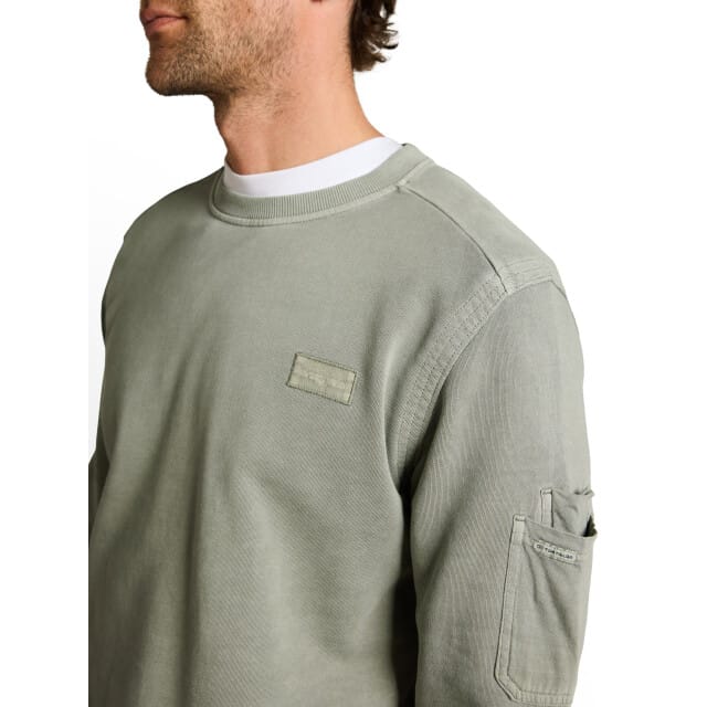 Tom Tailor - Sweatshirt met zak op de mouw - Maat L - Greyish Shadow Olive
