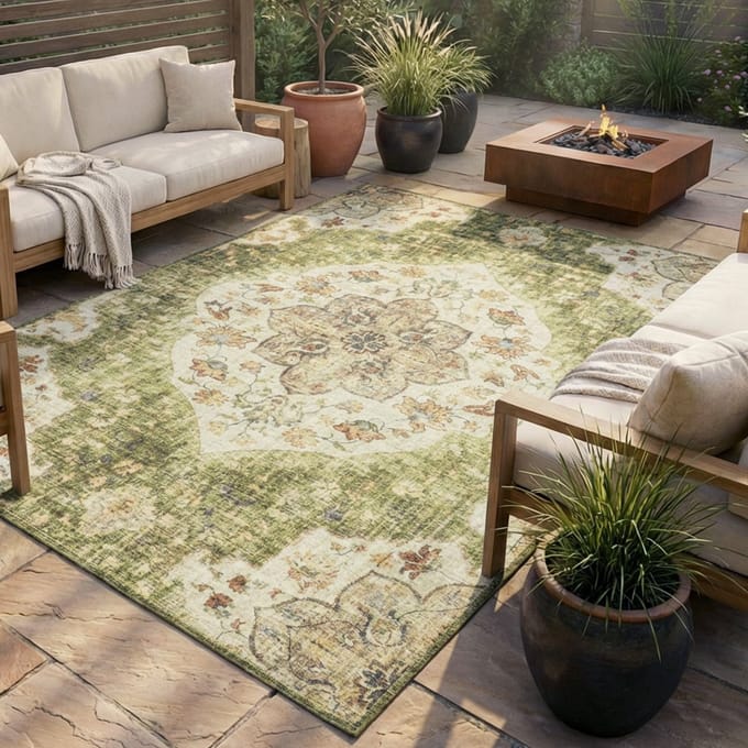 FRAAI Vintage buitenkleed - Santo Mandala Groen - 230x330cm
