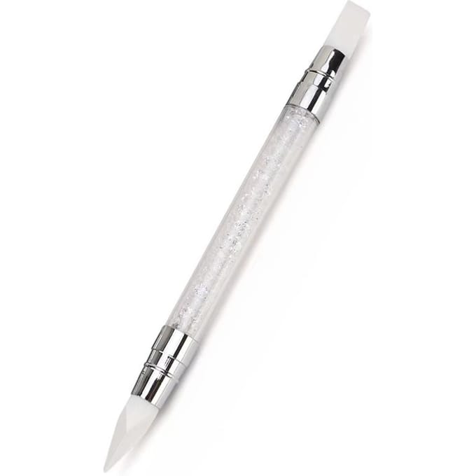 Stylo de Sculpture en Silicone à double extrémité pour Nail Art, outil de conception d'ongles facile et précis, brosse à points de paillettes de Sculpture 3D blanc