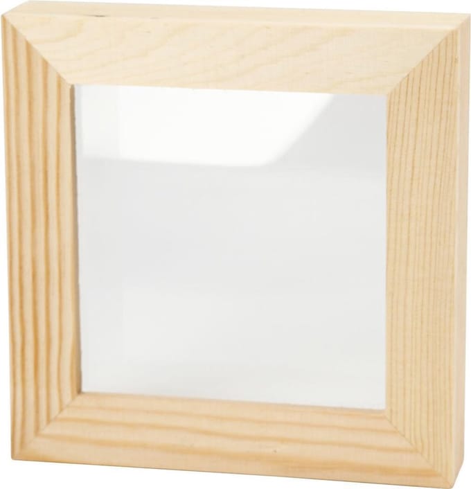 3D lijst met glas, D: 2,5 cm, afm 12,3x12,3 cm, 1 stuk