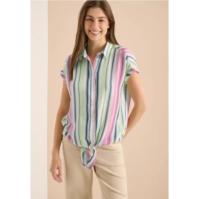 Overhemdblouse met strepen en knopen