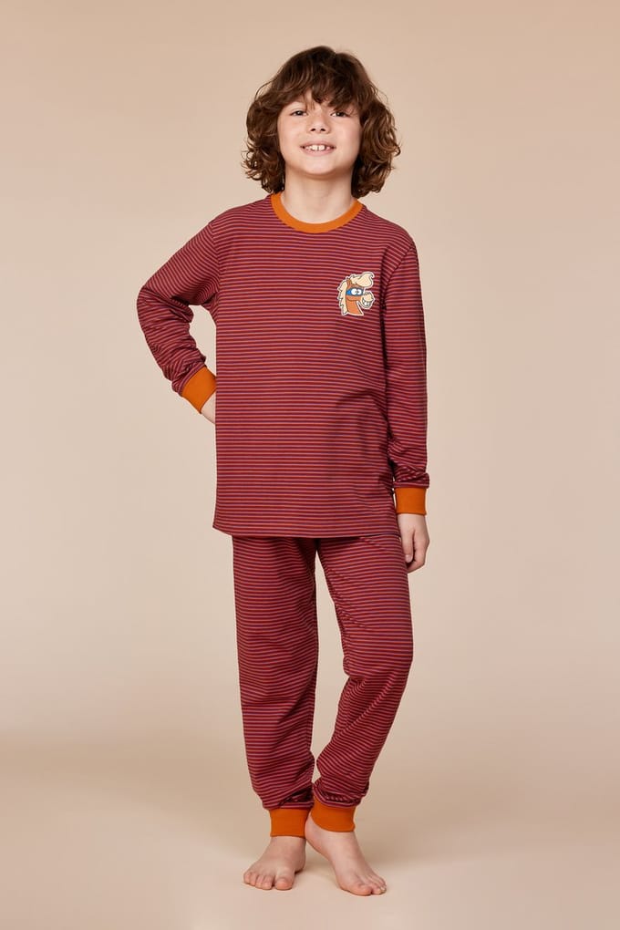Woody Jongens-Heren pyjama rode streep - maat M