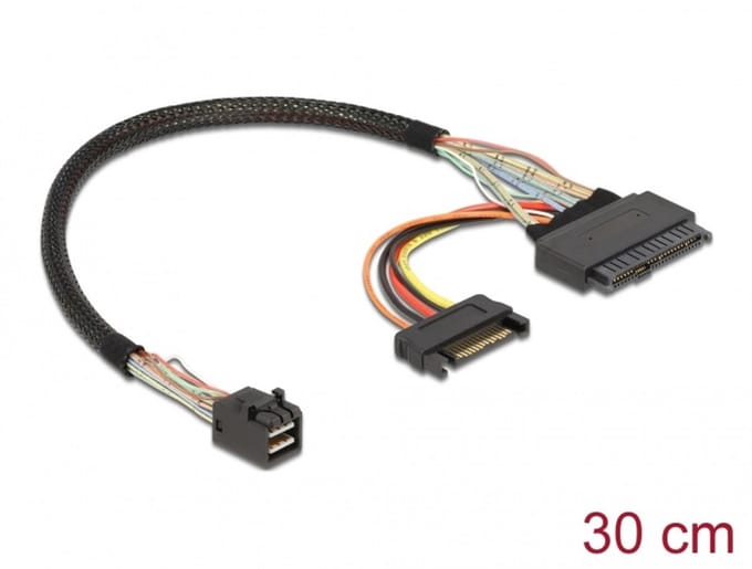 Delock Cable SFF-8643 male > U.2 SFF-8639 female + SATA power connector 30 cm