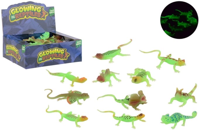 Johntoy glow in the dark speelgoed reptielen - set van 24 - multicolor.