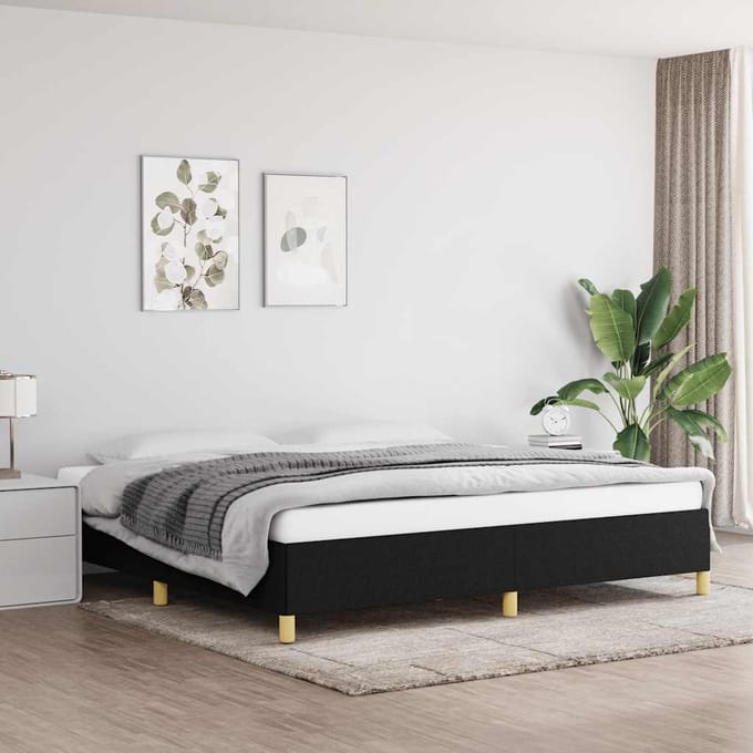 vidaXL - Bedframe - zonder - matras - stof - zwart - 200x200 - cm