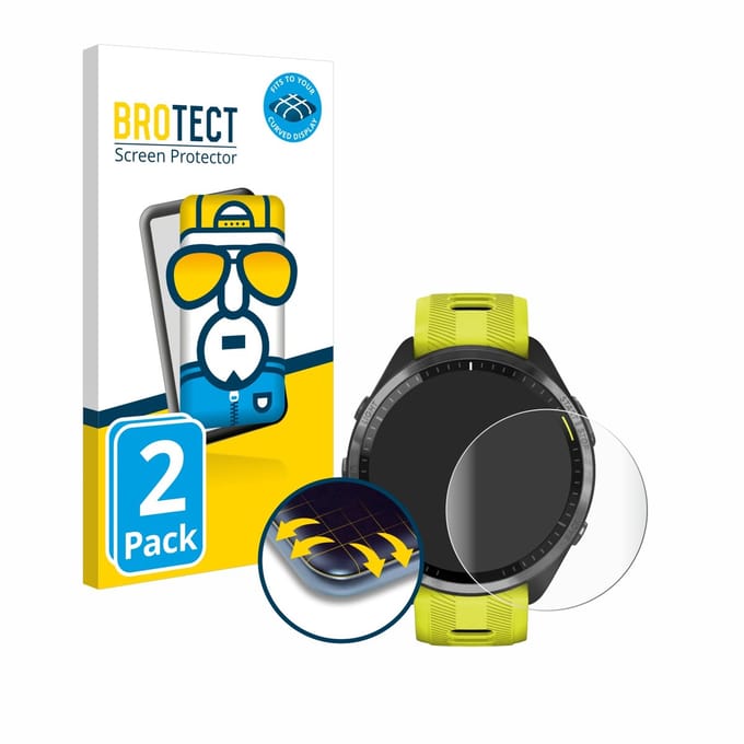BROTECT - Screenprotector voor Garmin Forerunner 965 / 970 - Folie Beschermfolie transparant volledig dekking - 2 Stuks