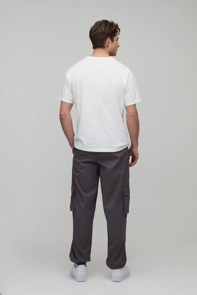 Baggy Gewassen Broek Met Vaste Tailleband | Charcoal | Size Medium
