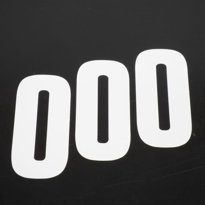 3 sticker autocollant numéro de course zéro 0 blanc Blackbird 130x70mm pour motocross