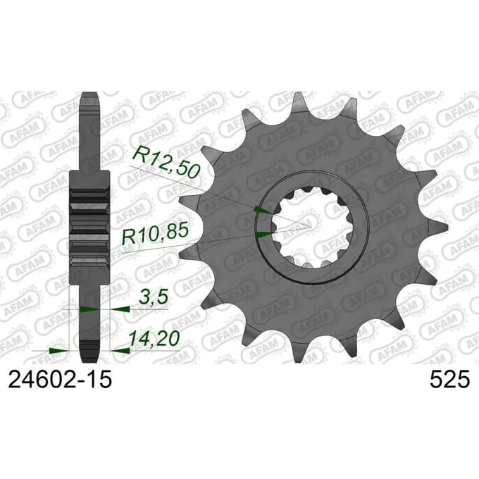Stalen motortandwiel voor Afam 525 15 dents