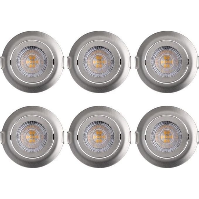 Monzana Spotjes Krog - 6 Stuks LED Dimbaar Draaibaar - Zilver