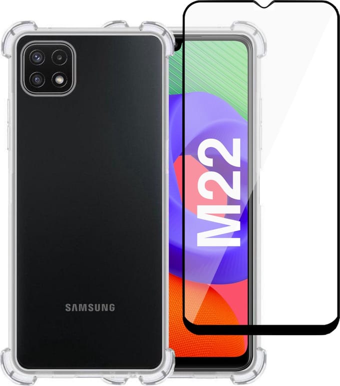 Hoesje geschikt voor Samsung M22 - Full Screen Protector - Transparant Case