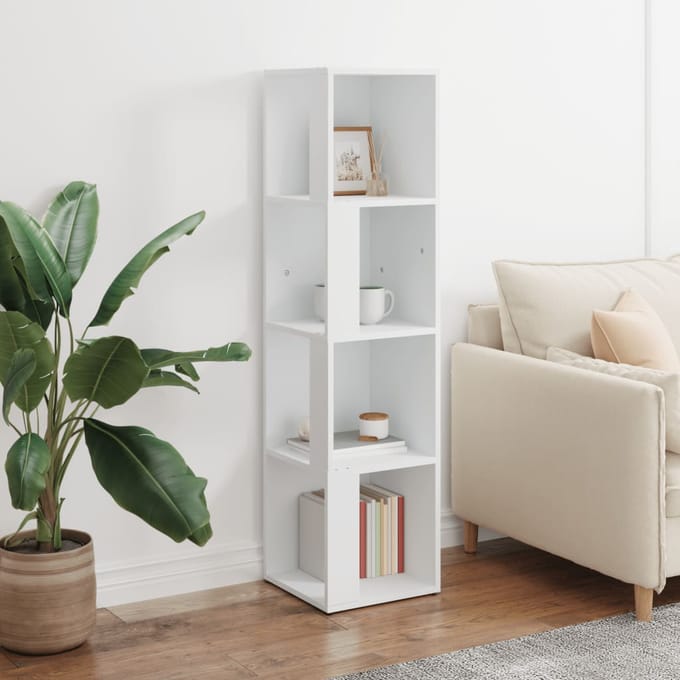 vidaXL - Hoekkasten - 33 - x - 33 - x - 132 - cm - Engineered - Wood - Wit