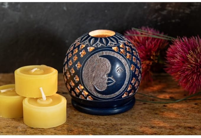 Bol theelichtje blauw maan